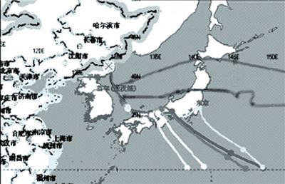 中國環(huán)保部發(fā)布的模擬軌跡圖。